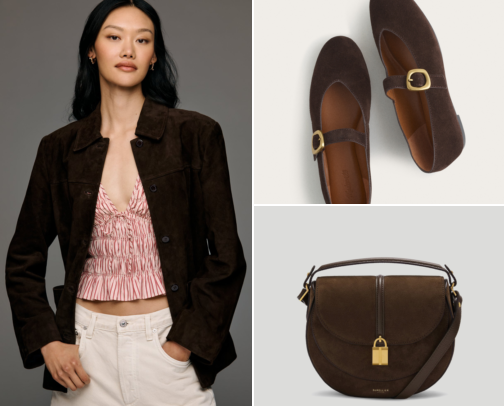 Fall Suede! Genuine Leather: Bags, Shoes & Jackets cover photo collage