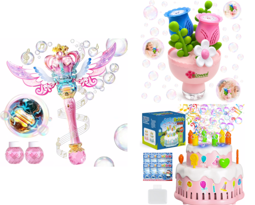 A Whimsical World of Bubbles: Cute and Playful Bubble Toys for Little Girls cover photo collage