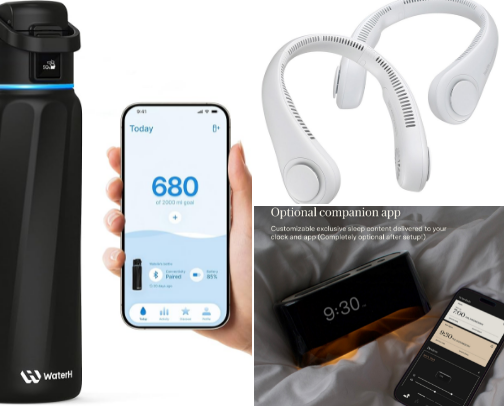 Wellness gadgets, lifestyle enhancers, sleep & fitness products cover photo collage