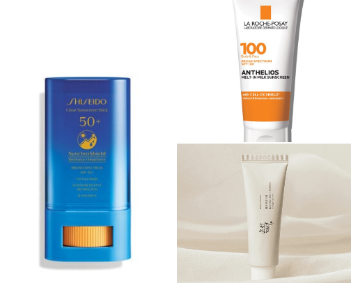 Non-pore clogging sunscreens AND with no white cast of course!!☀️ cover photo collage