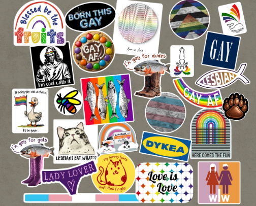 GAY AF Pride Stickers on Redbubble cover photo collage