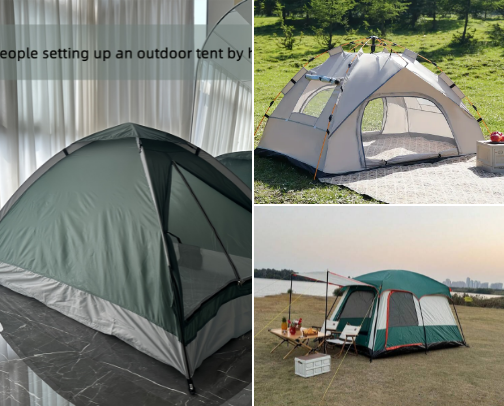 Hiking, camping accessories cover photo collage