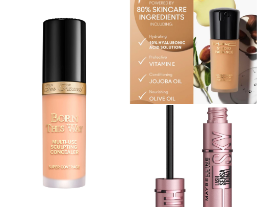 Makeup products perfect for everyday wear - glowing with minimal effort. cover photo collage
