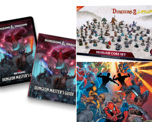 My favorite rule books and gaming accessories. cover photo collage