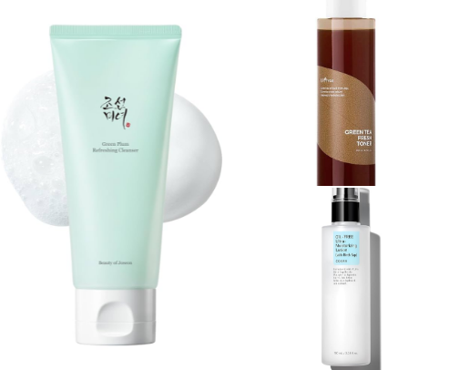 Glass skin Korean skincare routine for combo to oily acne prone skin cover photo collage