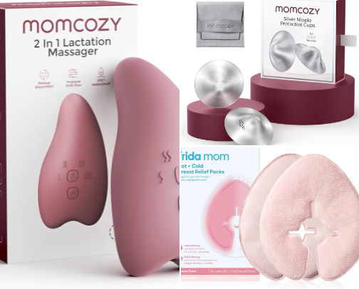 Breast feeding supplies cover photo collage