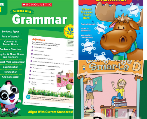 Read Now - Scholastic Success with Grammar Grade 3 Workbook skill boosters cover photo collage