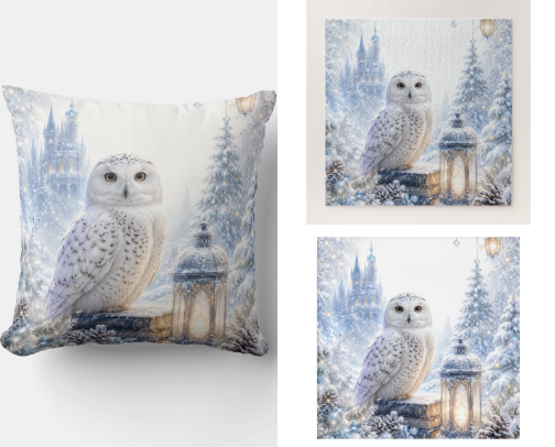 Snowy Owl Winter Magic Home & Living cover photo collage