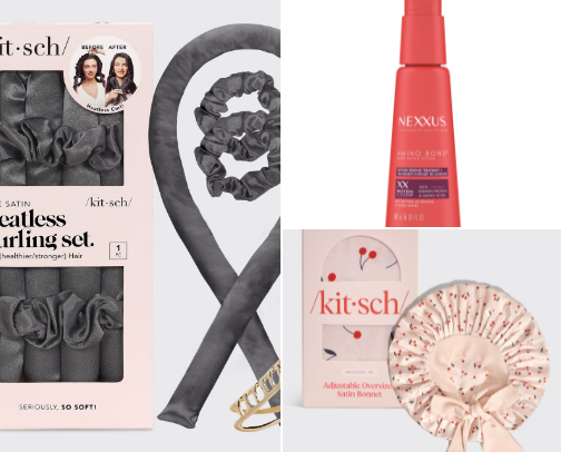 Heatless curls (overnight curls routine) cover photo collage