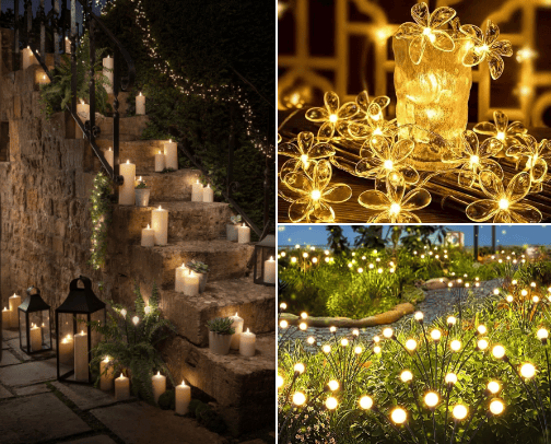 String / fairy Lights cover photo collage