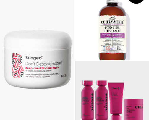 Favorite protein hair mask and products cover photo collage