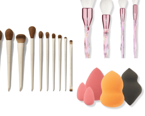 Makeup accessories cover photo collage