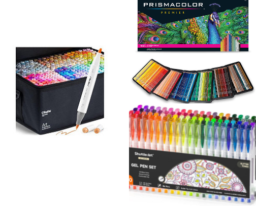 Top-Rated Adult Coloring Books & Tools cover photo collage