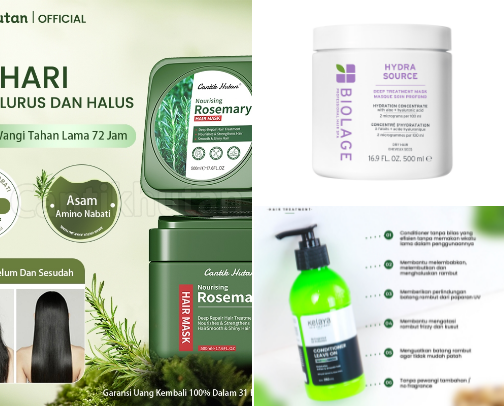 Perawatan rambut kering dan mengembang cover photo collage