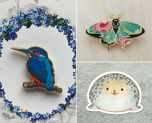 Cute Stickers, Keychains and Pins cover photo collage