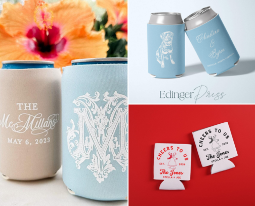 Wedding Koozies Guests Will Love cover photo collage