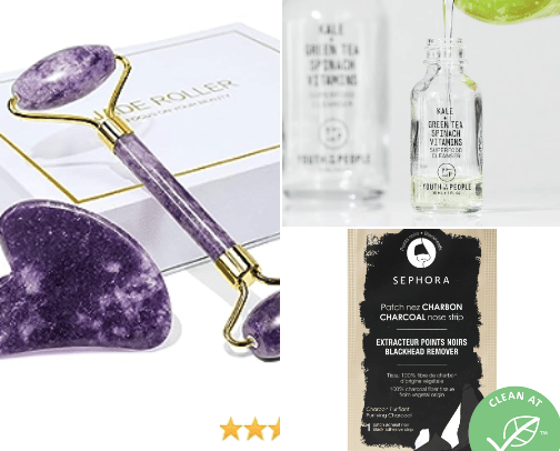 Skincare products cover photo collage