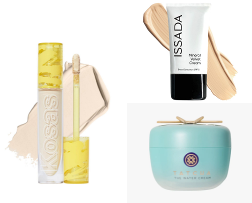 My current go-to beauty recs (sensitive skin gal) cover photo collage