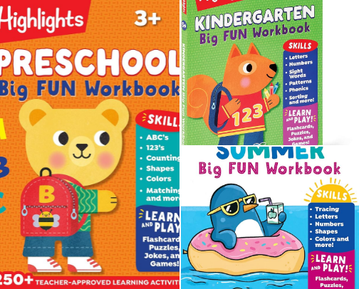 Read Free - Preschool Big Fun Workbook: 256-Page Preschool Learning Workbook, Practice Math, Writing, Shapes and More with Puzzles and Activities for Preschoolers for at-home enrichment cover photo collage