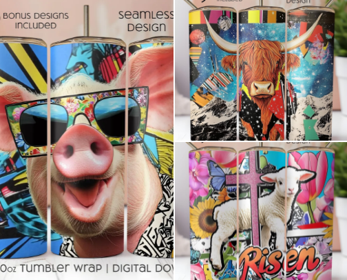 Creative & Colorful 20oz Tumbler Wraps for DIY Tumblers cover photo collage