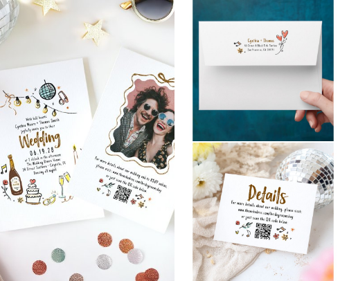 Hand Drawn Doodles Funky Wedding Stationery and Decor cover photo collage