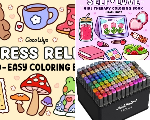 Coloring Books for Slow and Cozy Days cover photo collage