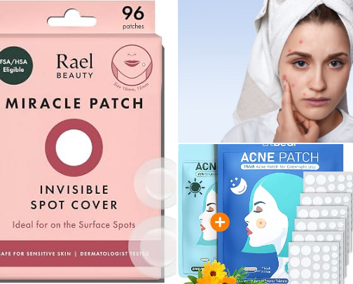 🚨 BYE-BYE PIMPLES! 🚨 Get Clearer-Looking Skin with These Pimple Patches! ✨🔥 #PimplePatch #AcneCare #SkincareFinds #MustHave cover photo collage