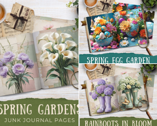 Floral & Botanical Digital Papers for Junk Journals cover photo collage