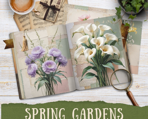 Floral & Botanical Digital Papers for Junk Journals cover photo collage