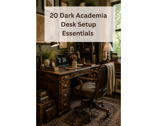 Dark Academia Desk Setup Essentials 🕯️📚 cover photo collage
