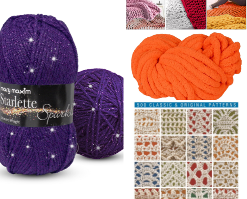 Chunky chenille yarn cover photo collage