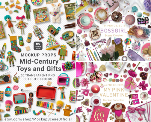 Digital Mockup Scene Creator Sets #NoAI cover photo collage