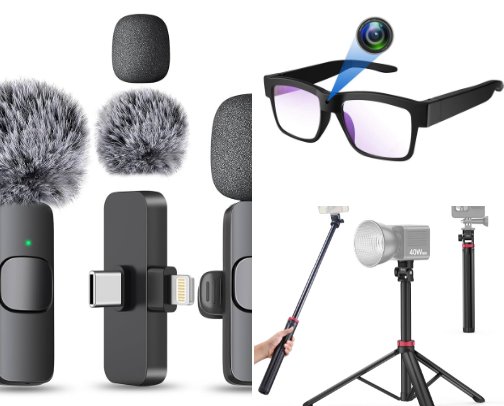 Video equipment cover photo collage