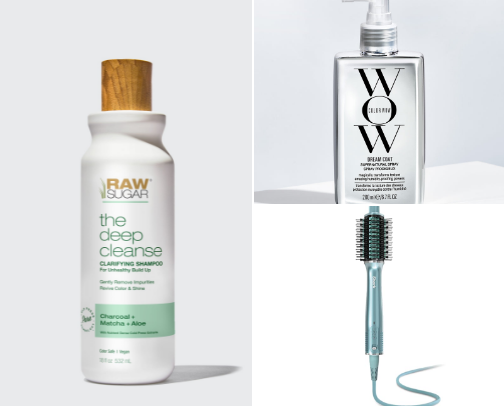 Hair products for the perfect blowout cover photo collage
