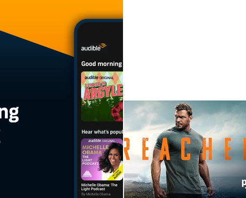 Amazon audible books, music and movies! cover photo collage