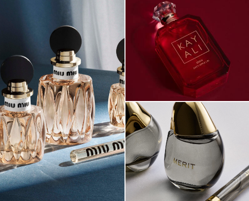 Gorgeous springy, summery, and fruity fragrances cover photo collage