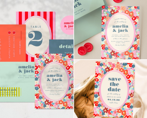 Bold & Vibrant Floral Wedding cover photo collage