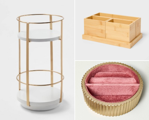 Pretty Vanity & Beauty Storage: Pink, Gold & Everyday Glam cover photo collage