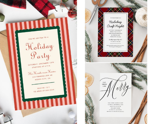 Christmas Holiday Party Invitations cover photo collage