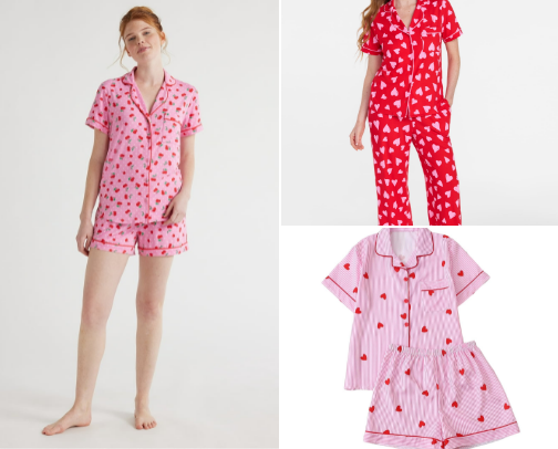 Valentine’s pajamas for women cover photo collage