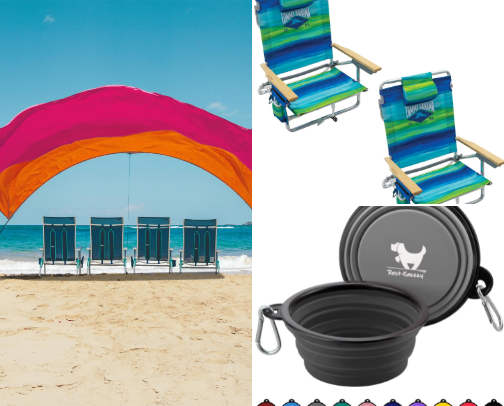 Baby & dog beach must haves 👶🏼🦮🌊☀️ cover photo collage