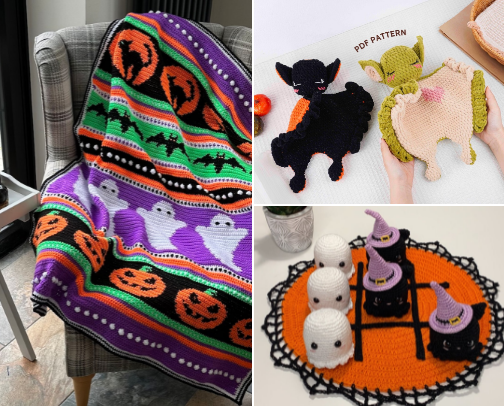 Halloween crochet cover photo collage