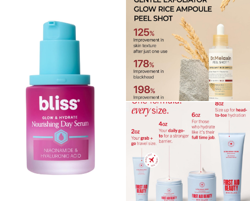 Skin care products cover photo collage