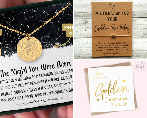 A Curated List of Golden Birthday Gifts cover photo collage