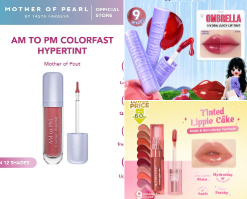 Affordable indonesia Local Lipsticks ( velvet, tint and glossy finish ✨ ) cover photo collage