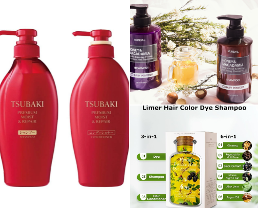 shampoos for a women's hair cover photo collage