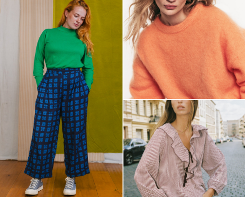 My colorful work-from-home, curvy creative wardrobe cover photo collage