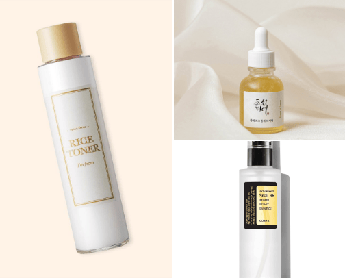 Korean skincare products🫧 cover photo collage