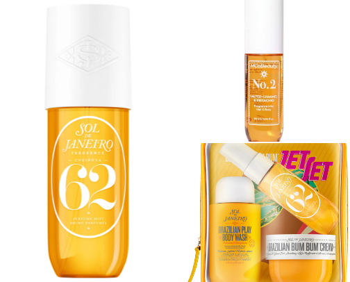 Fav perfumes, body mist, lotions, shampoos, body washes cover photo collage