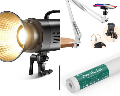 Filming set up/equipment cover photo collage